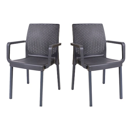 Rainbow Outdoor Napoli Set of 2 Stackable Armchair-Anthracite RBO-NAPOLI-ANT-AC-SET2